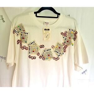 Vintage Murina Bingo T Shirt Womens Size XL Sparkle Glitter NWT NOS Hand Painted